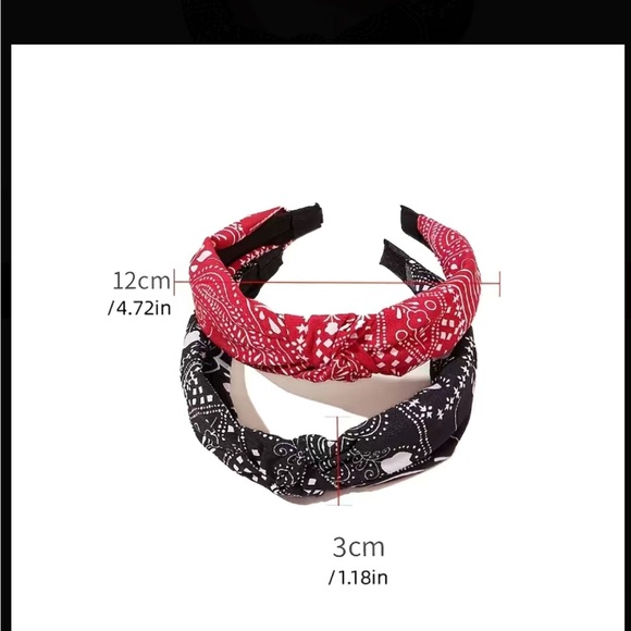 Boho Style Rich Red and White Fabric Knotted Headband - Picture 3 of 3